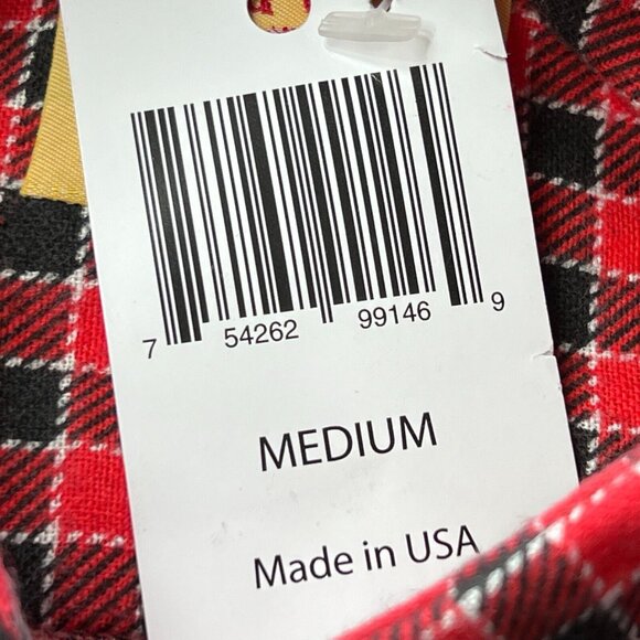 New Red Oak Long Sleeve Button Up Shirt Plaid Flannel Mens Medium Ranch Apparel - Picture 3 of 7